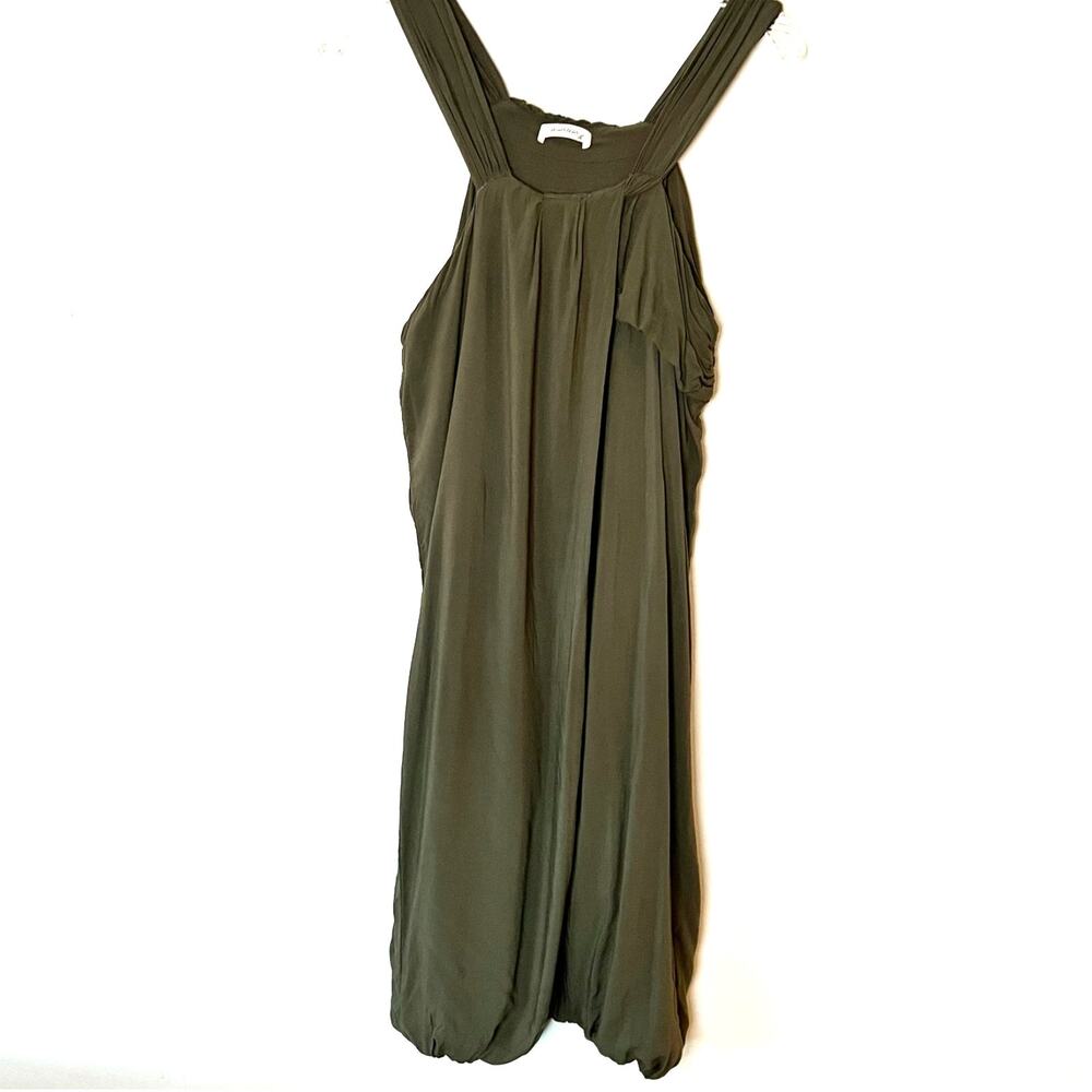 Agatha Silk Draped Dress Sleeveless Lined Army Green Medium